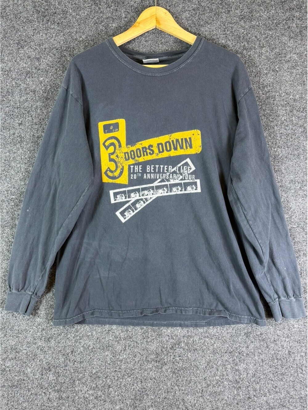3 Doors Down Shirt Large Long Sleeve Concert Tour Graphic Tee Comfort Colors